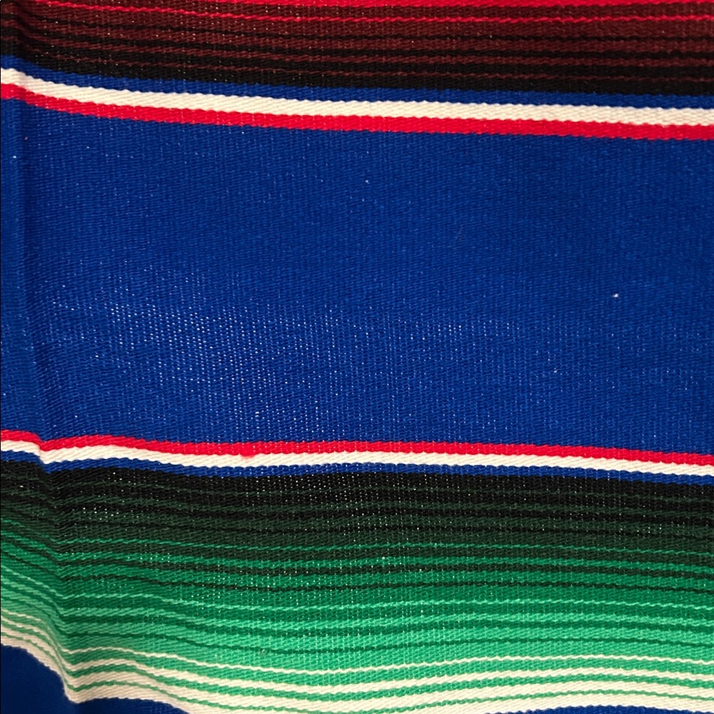 Mexican Serape Vibrant Multi-Colored 84 L X 60 1/2 Full Size Blanket Fringes - Picture 11 of 14